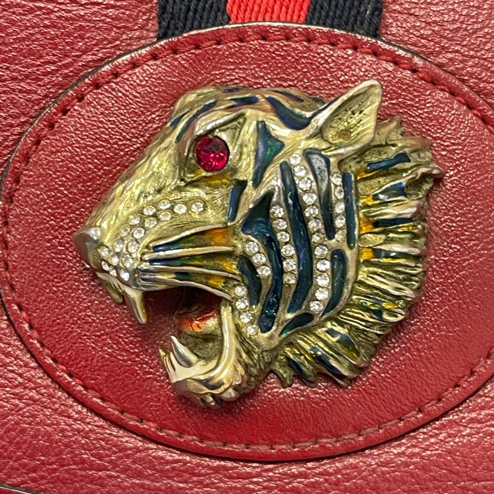 Gucci Rajah Web Chain Shoulder Bag in Red Leather - Small - Preowned - Picture 15 of 15